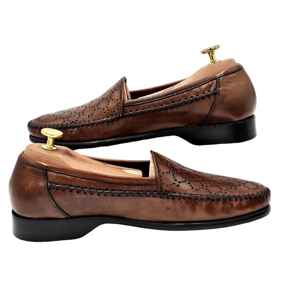 NEW Vintage Bragano Cole Haan Men's 7.5M Brown Leather Dress Shoes Italy Loafers - Picture 12 of 16